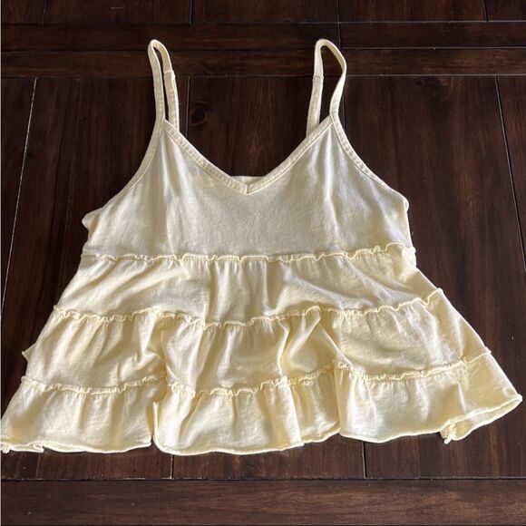 American Eagle Outfitters Yellow Tiered Ruffled Camisole - Picture 1 of 7